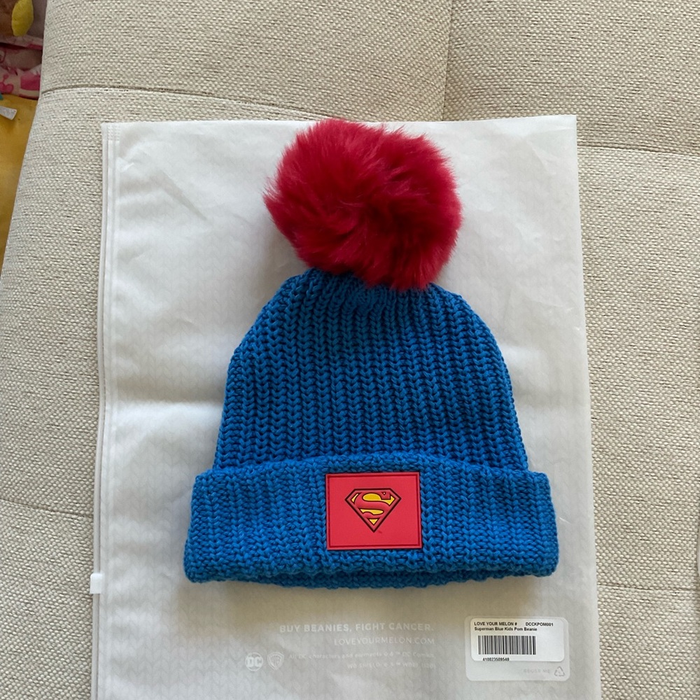 LOVE YOUR MELON Kids Superman Beanie Pom